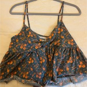 Urban Outfitters blue and orange flowered tank top (size M)